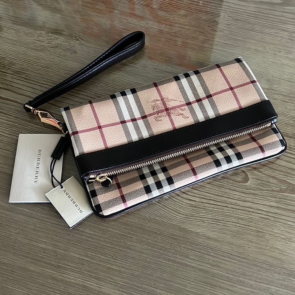 Burberry Haymarket Adeline Foldable Wristlet NEW WITH TAGS